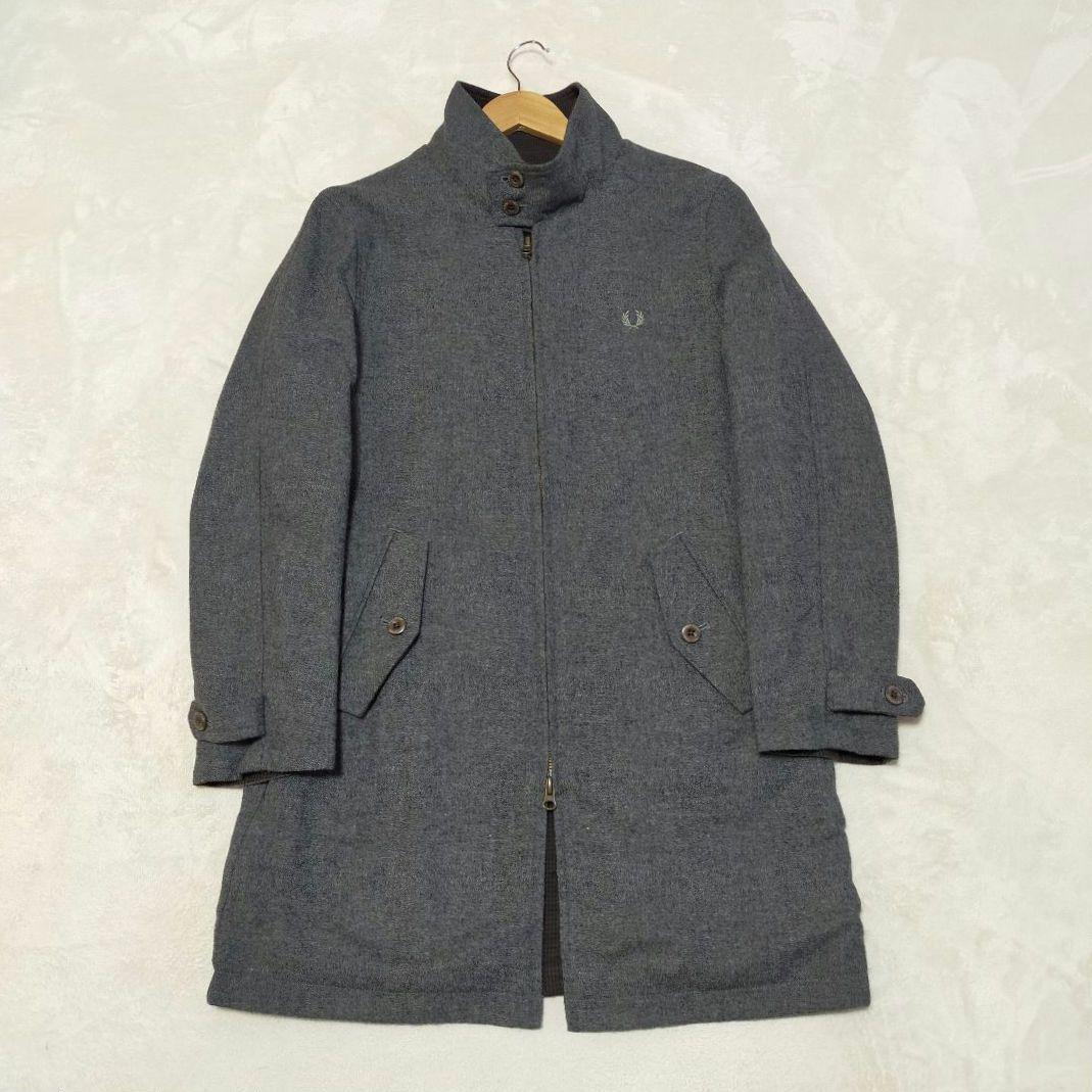 FRED PERRY　リバーシブル　千鳥格子柄　ミドルコート　Мサイズ