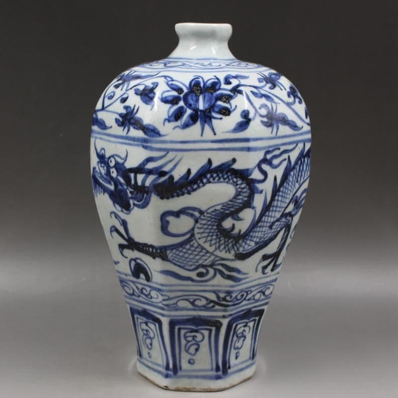 元青花纏枝雲竜紋梅瓶 景徳鎮 陶磁器 装飾品 現代工芸品 美術品 置物
