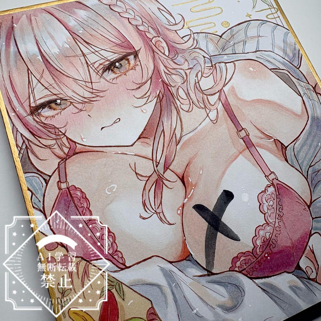 ひ*き様 一点物 オリジナル 色紙 手描きイラスト アナログ 女の子 創作 原画