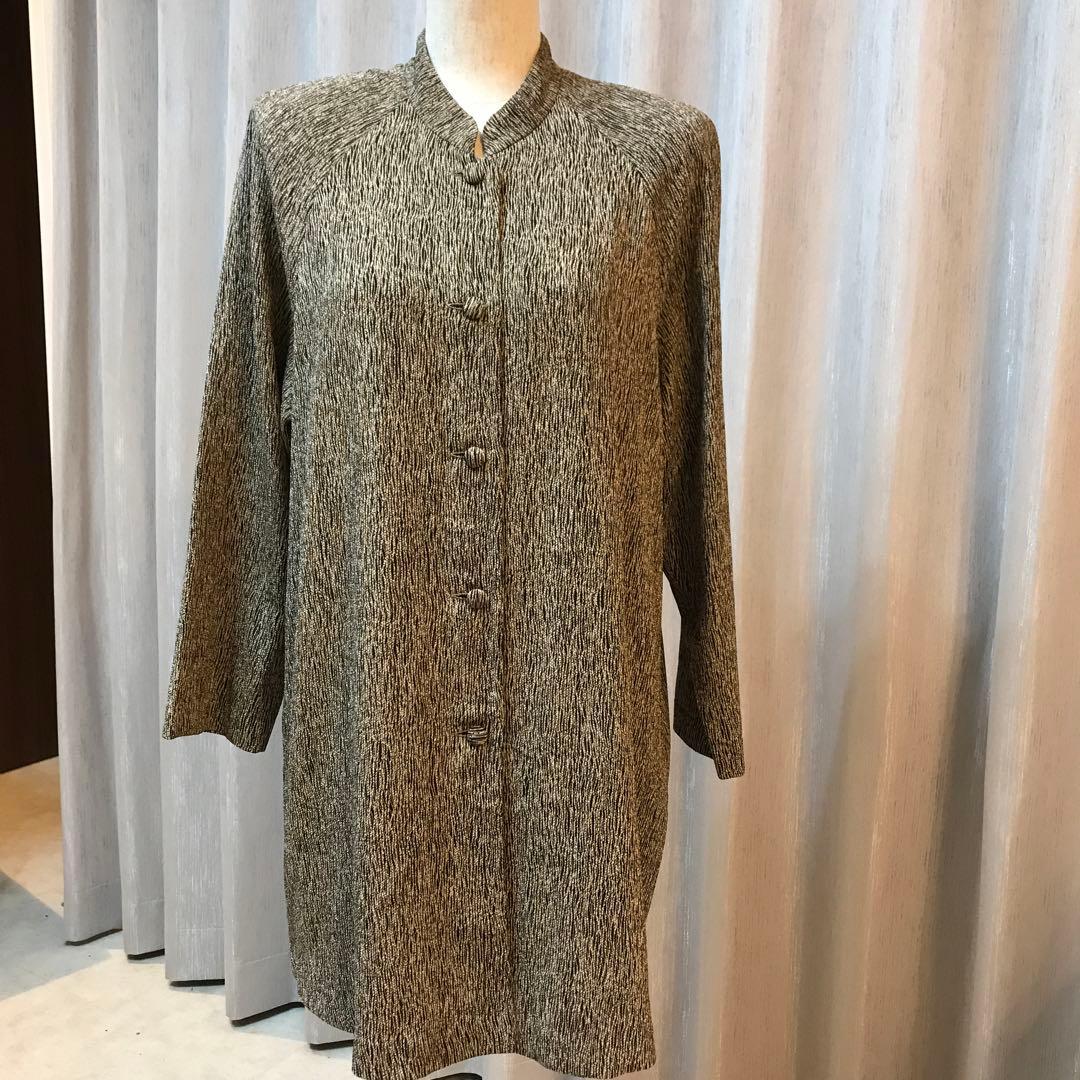 詩仙堂☆タムラヒトシ　大きいサイズ　ロングジャケット　春先コート　縮緬　極美品‼️