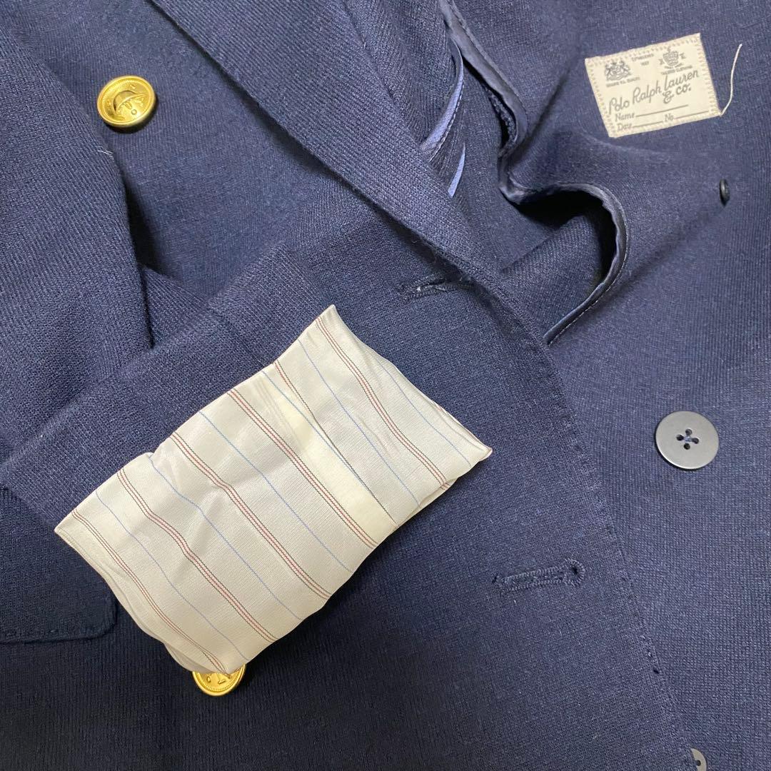 【現行品】Polo ラルフローレン★金ボタンダブルジャケット紺ブレウール